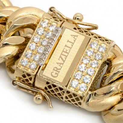 Achetez le bijoux Bracelet MAILLE AMERICAINE GRAZIELLA - 16mm 19cm - OR 18K chez Dreamgold Paris