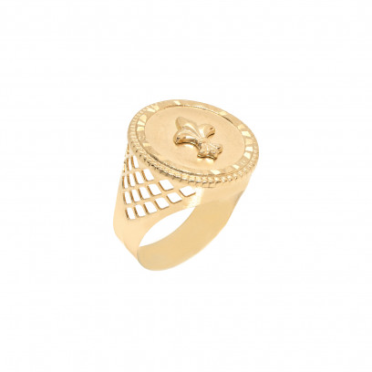 Achetez le bijoux CHEVALIERE ROUND - ROYAL LYS - OR 18K chez Dreamgold Paris