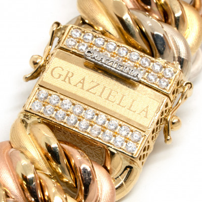 Achetez le bijoux MAILLE AMERICAINE GRAZIELLA 3 Ors - 2cm 20,5 cm - OR 18K chez Dreamgold Paris