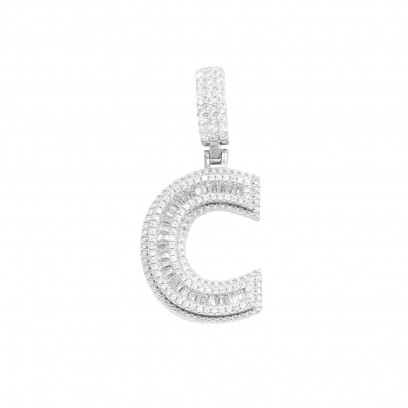 Achetez le bijoux Ice Letter Pendant- Silver 925 - Moissanite chez Dreamgold Paris