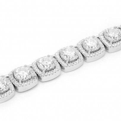 Achetez le bijoux Square Necklace 9MM - Silver 925 - Moissanite chez Dreamgold Paris