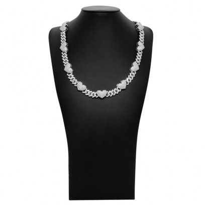 Achetez le bijoux Heart Cuban - Silver 925 - Moissanite chez Dreamgold Paris