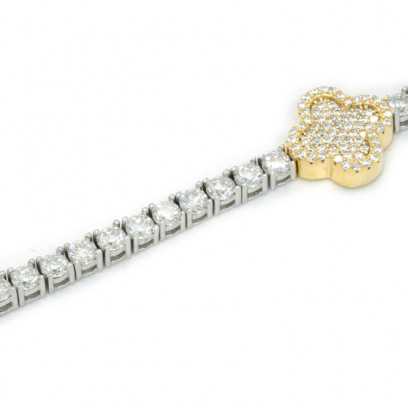 Achetez le bijoux Flower Tennis Necklace 3MM 45CM- Silver 925 - Moissanite chez Dreamgold Paris