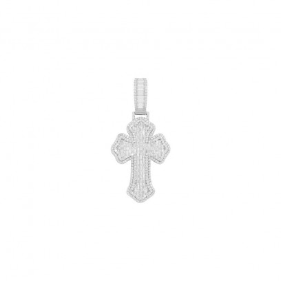 Achetez le bijoux Baguette Cross Pendant - Silver 925 - Moissanite chez Dreamgold Paris