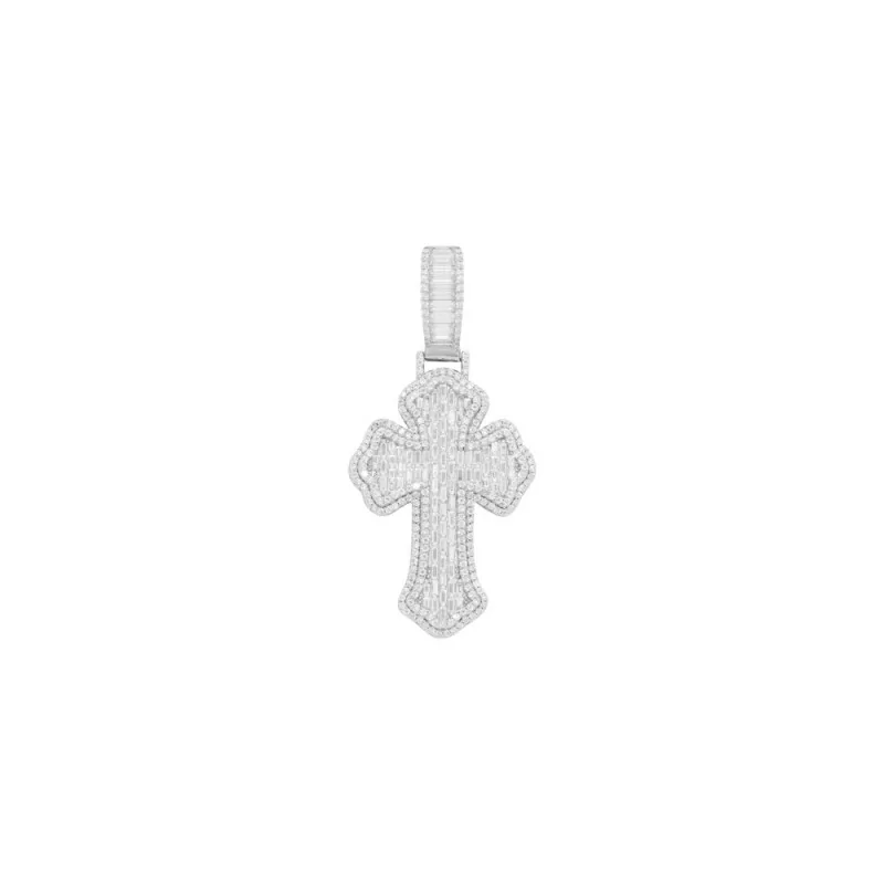 Achetez le bijoux Baguette Cross Pendant - Silver 925 - Moissanite chez Dreamgold Paris