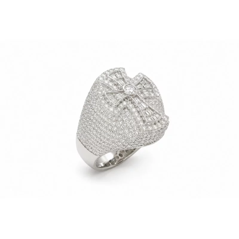 Achetez le bijoux Stone Cross Ring - Silver 925 - Moissanite chez Dreamgold Paris
