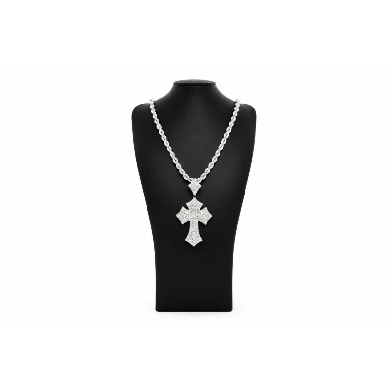 Achetez le bijoux Cross Pendant - Silver 925 - Moissanite chez Dreamgold Paris