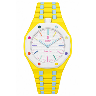 Achetez le bijoux Audemars Piguet & Swatch - Royal Pop HUIT BLANC Custom bracelet chez Dreamgold Paris