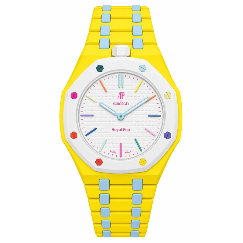 Achetez le bijoux Audemars Piguet & Swatch - Royal Pop HUIT BLANC Custom bracelet chez Dreamgold Paris