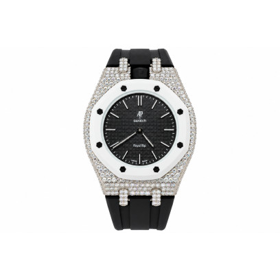 Achetez le bijoux AUDEMARS PIGUET & SWATCH - ROYAL POP OCHO NEGRO CUSTOM - MOISSANITE & SILVER chez Dreamgold Paris
