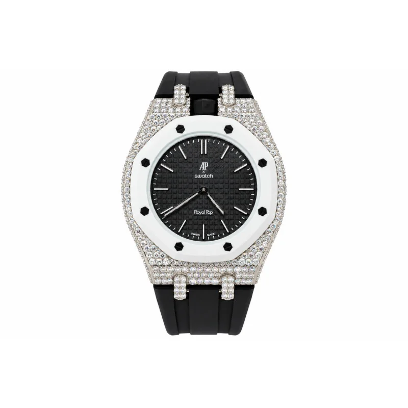 Achetez le bijoux AUDEMARS PIGUET & SWATCH - ROYAL POP OCHO NEGRO CUSTOM - MOISSANITE & SILVER chez Dreamgold Paris