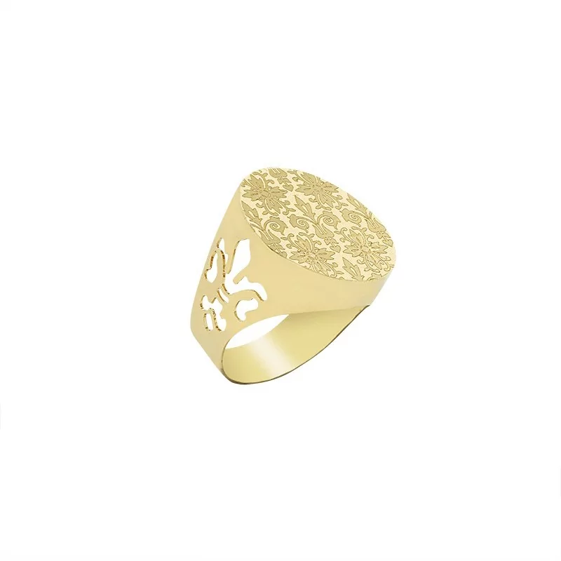 Achetez le bijoux CHEVALIERE ROUND - LYS - OR 18K chez Dreamgold Paris