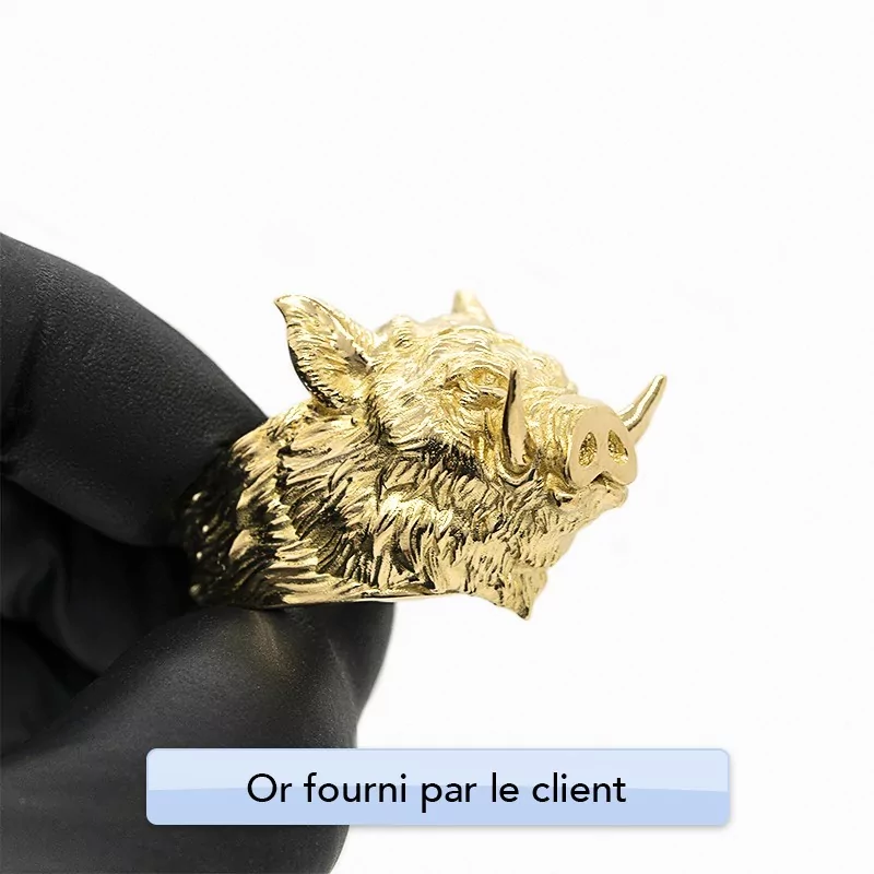 Achetez le bijoux Chevalière Sanglier - Or 18K chez Dreamgold Paris