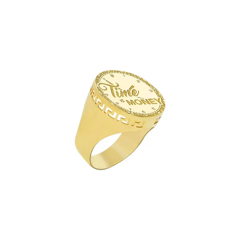 Achetez le bijoux CHEVALIERE ROUND - TIME IS MONEY - OR 18K chez Dreamgold Paris