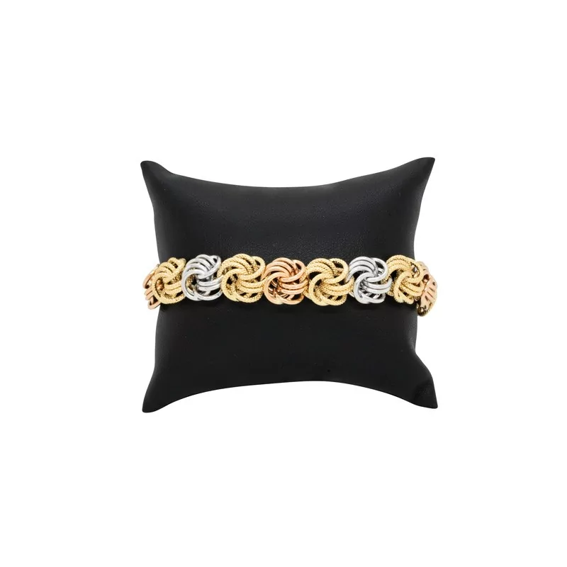 Achetez le bijoux BRACELET MAILLE MACARON 3 ORS - 12MM 19CM - OR 18K chez Dreamgold Paris