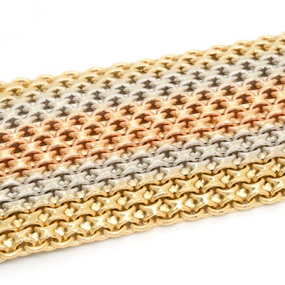 Achetez le bijoux BRACELET PAILLASSON 3 Ors - 39mm 21cm- OR 18K chez Dreamgold Paris