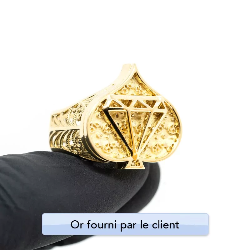 Achetez le bijoux Chevalière As de Pique - Or 18K chez Dreamgold Paris
